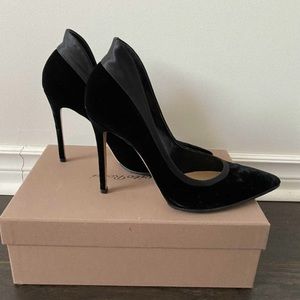 Gianvitto Rossi Satin Trimmed Velvet Tuxedo Pumps